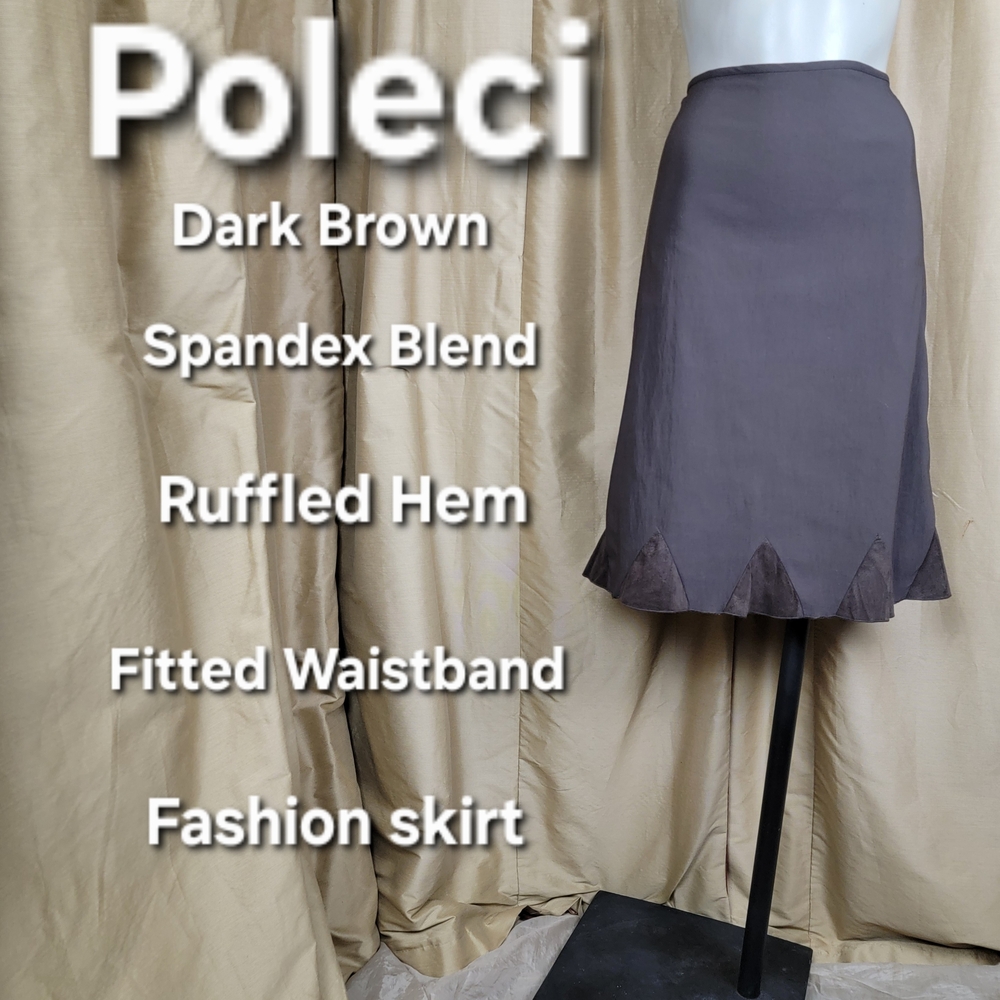 Poleci Dark Brown Ruffled Hem Skirt